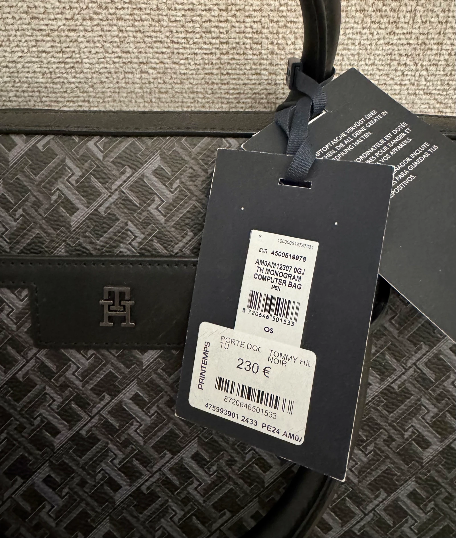 Authentieke nieuwe zwarte Tommy Hilfiger Th Monogram laptops tas – photo 2